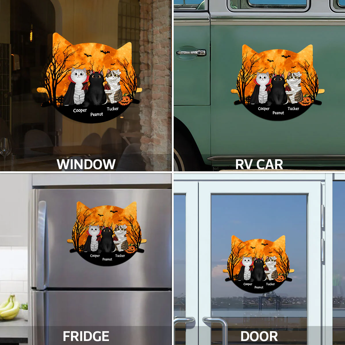 Halloween Cat Face Shaped Personalized Halloween Decal, Car Decal, Window Sticker, Halloween Decoration - Image 8