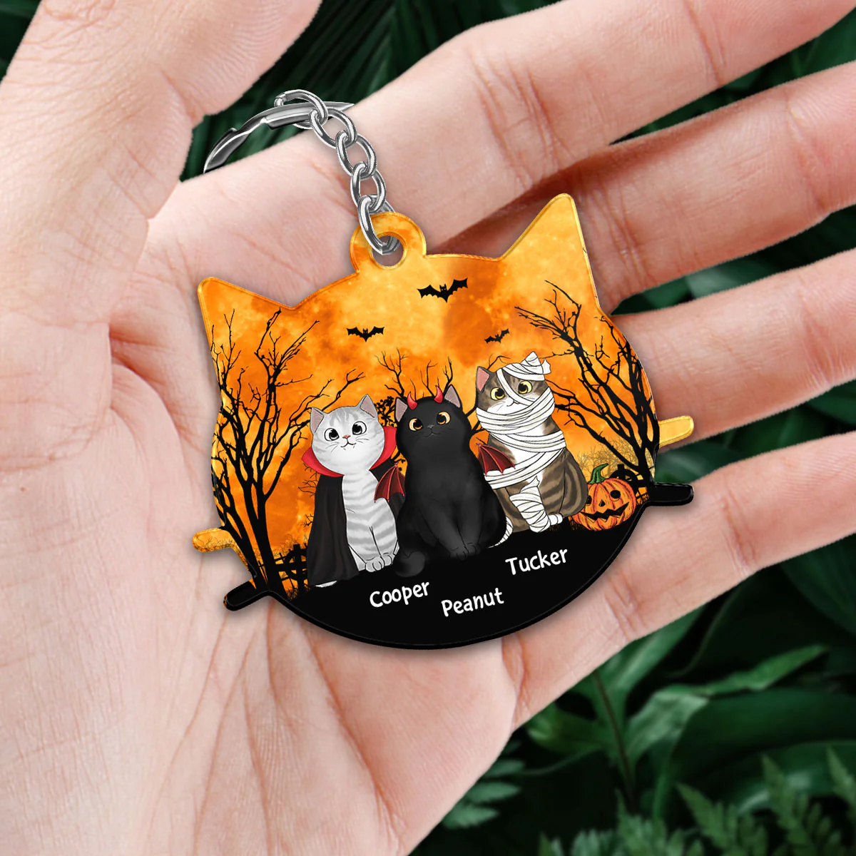 Halloween Cat Face Shaped Personalized Acrylic Keychain - Image 4