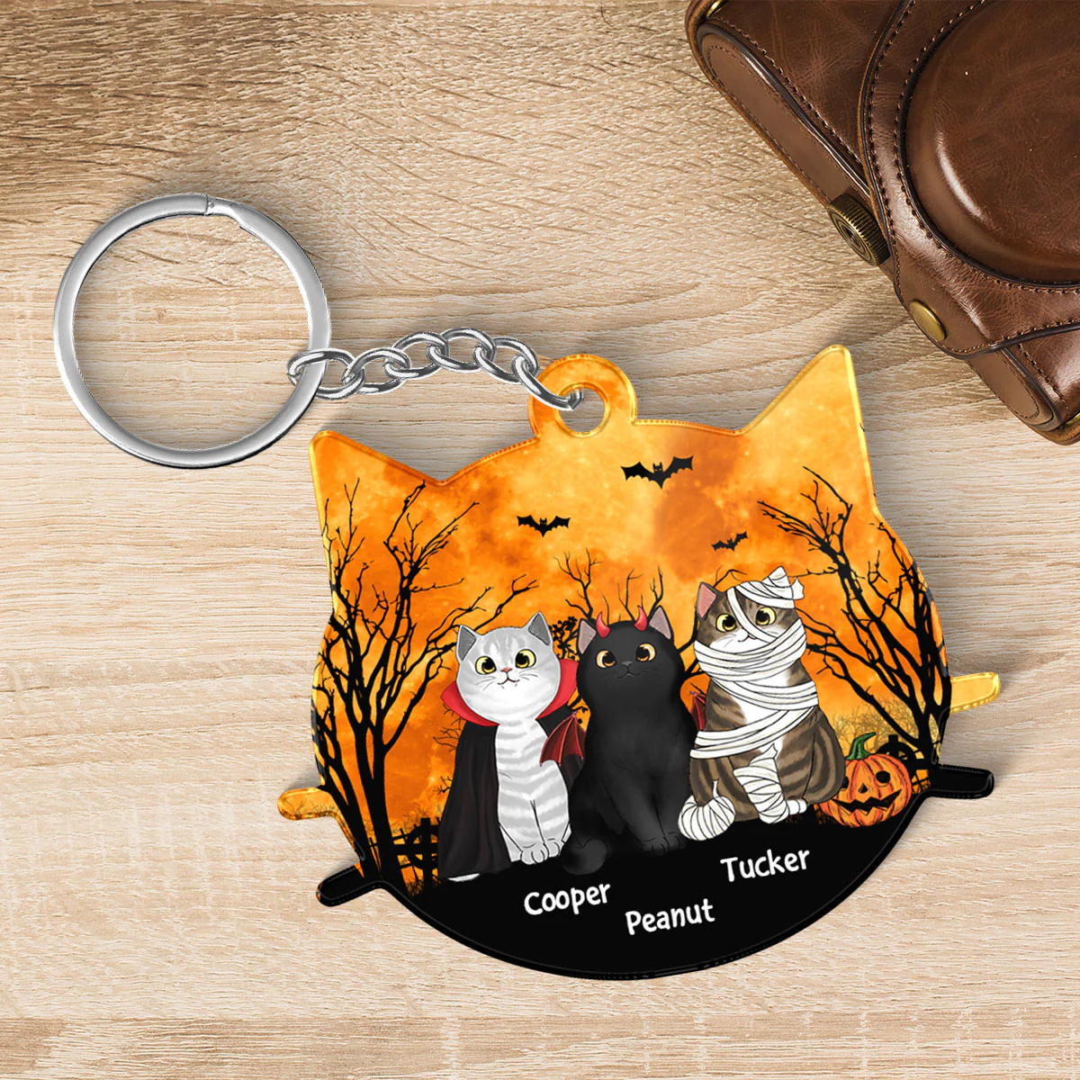 Halloween Cat Face Shaped Personalized Acrylic Keychain - Image 5
