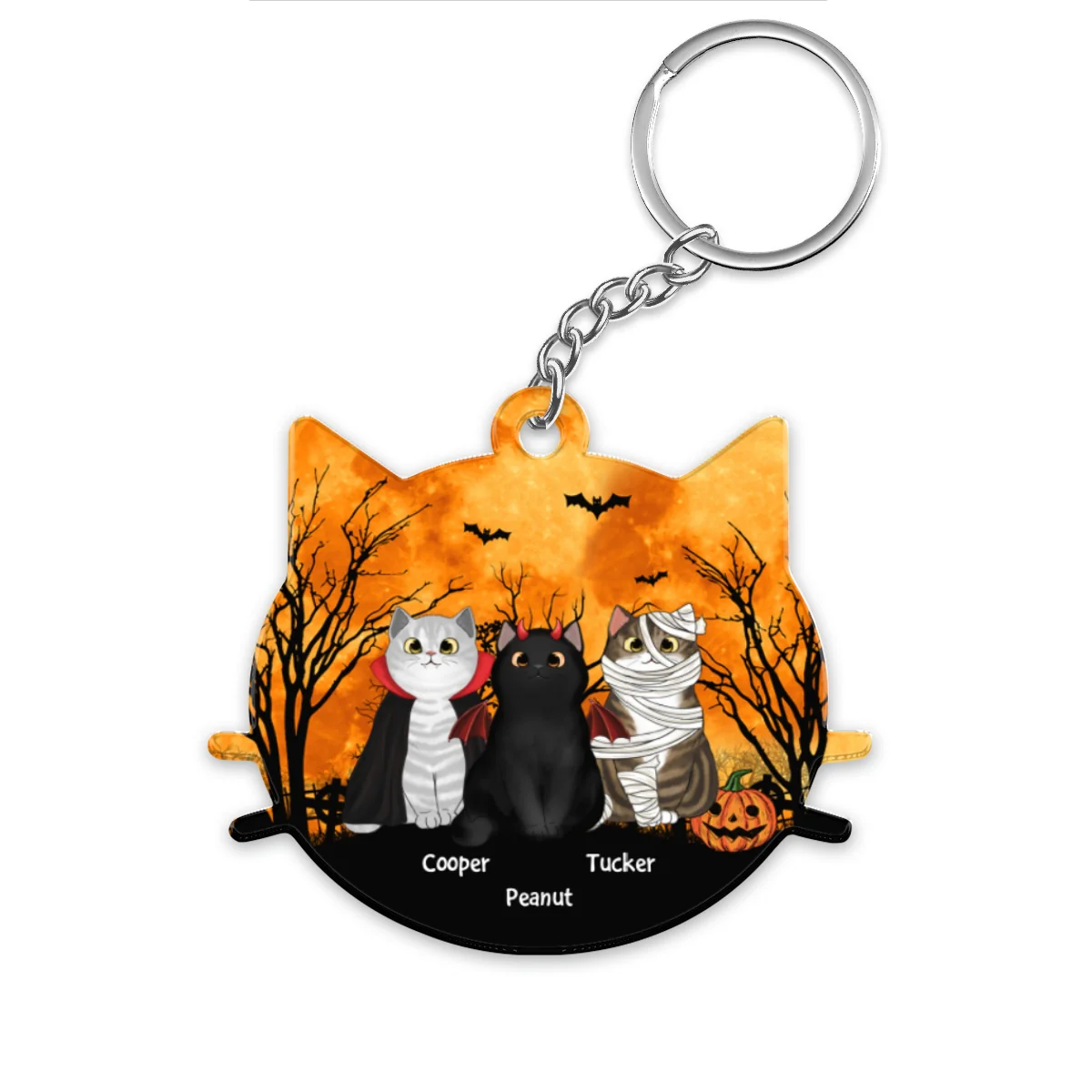 Halloween Cat Face Shaped Personalized Acrylic Keychain - Image 8
