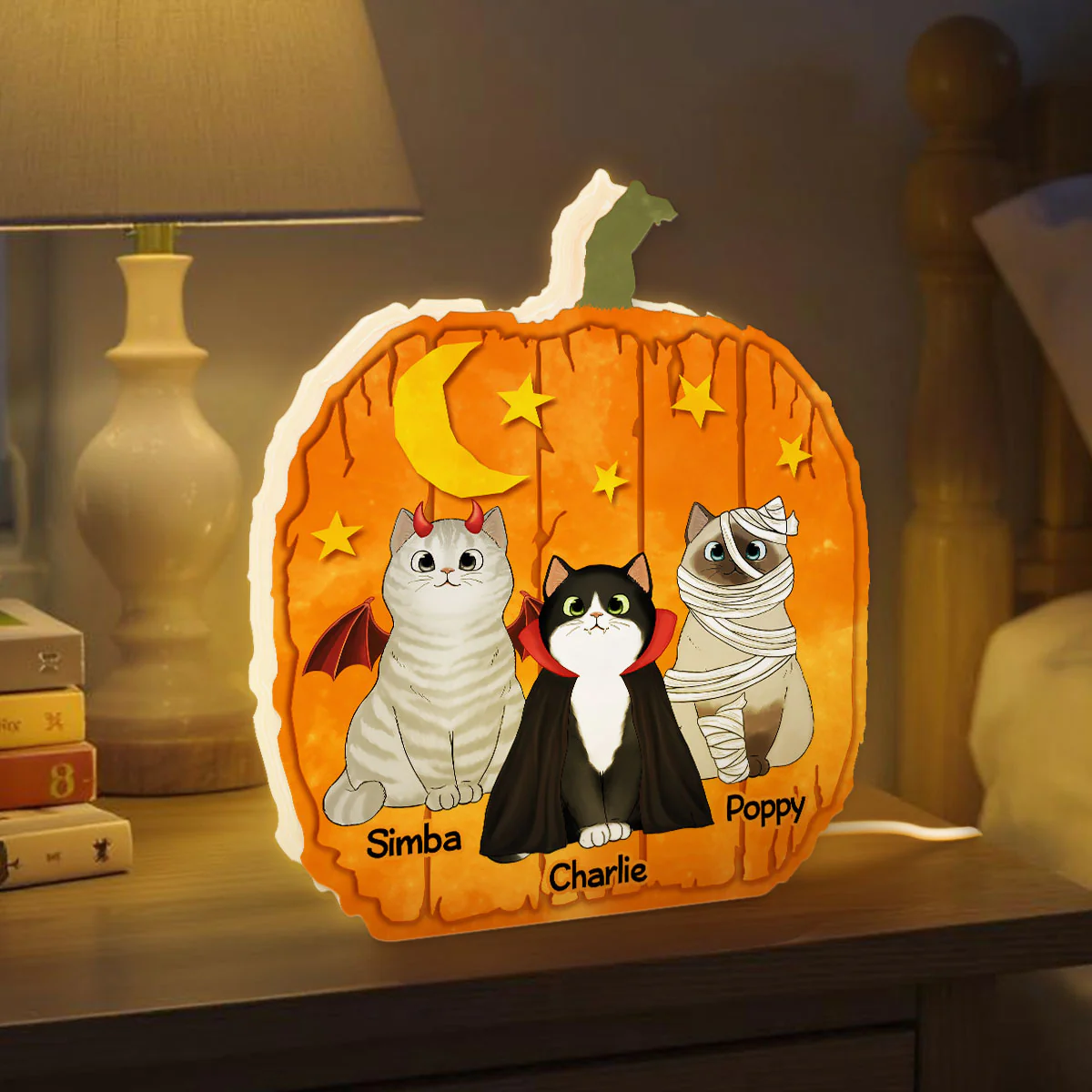 Halloween Cat Pumpkin Shaped Personalized Light Box - Image 6