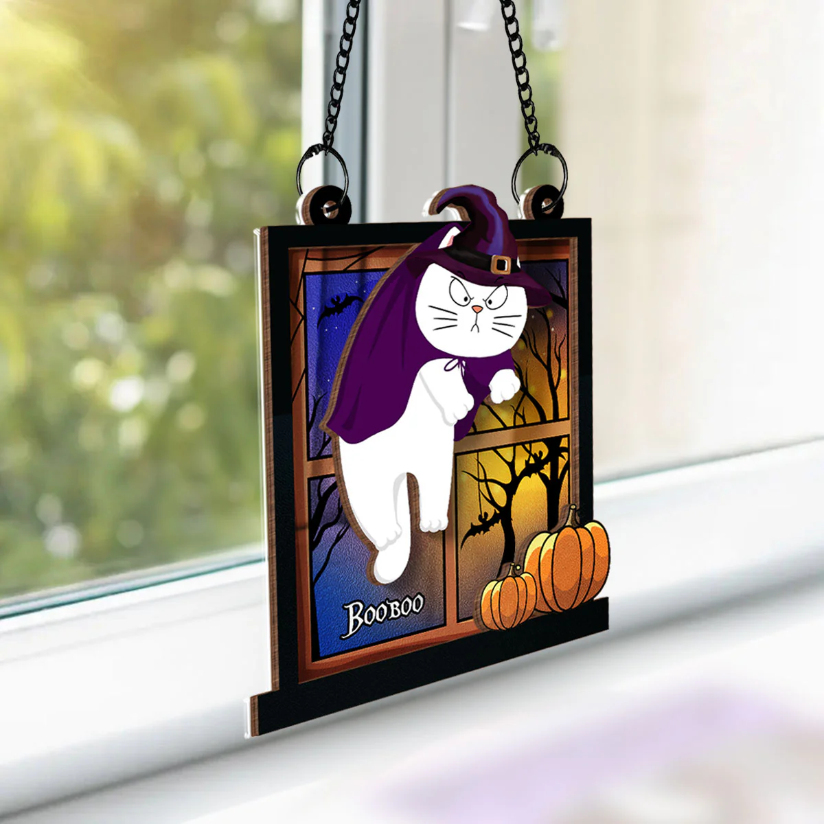 Halloween Cats Hanging On Window Personalized Suncatcher, Halloween Decor - Image 10