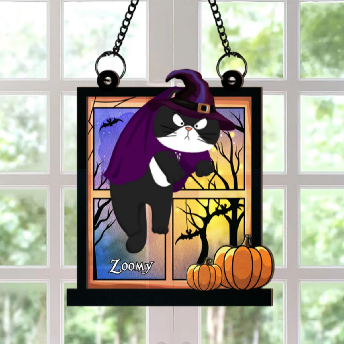 Halloween Cats Hanging On Window Personalized Suncatcher, Halloween Decor - Image 11