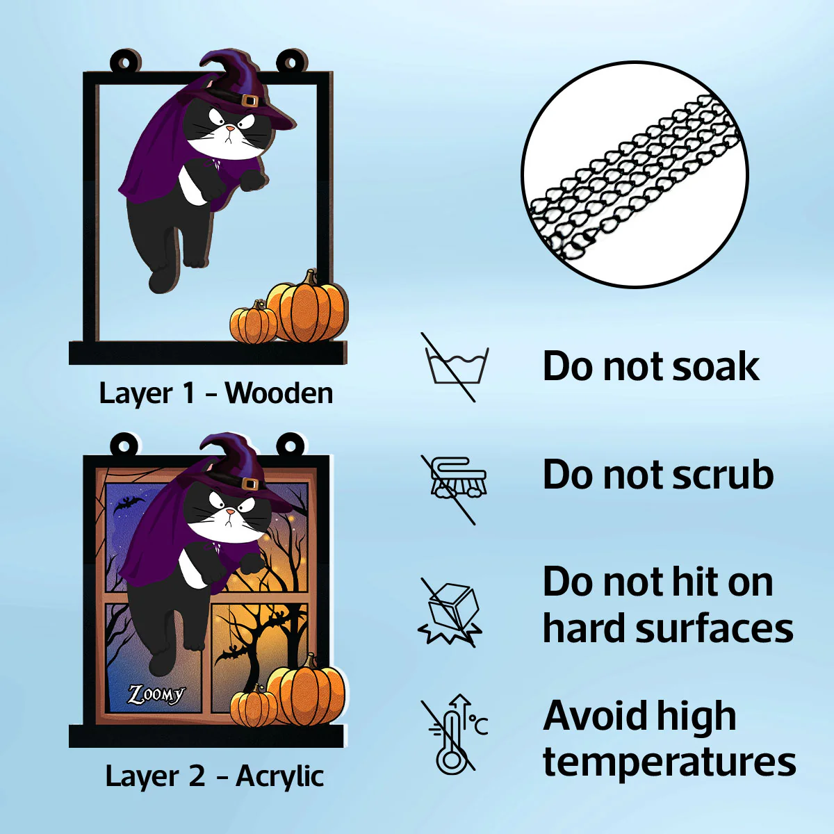 Halloween Cats Hanging On Window Personalized Suncatcher, Halloween Decor - Image 7