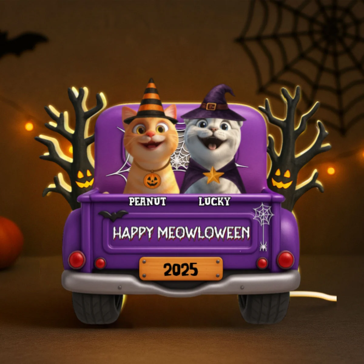 Halloween Cats On Truck Personalized Light Box, Halloween Decoration - Image 10