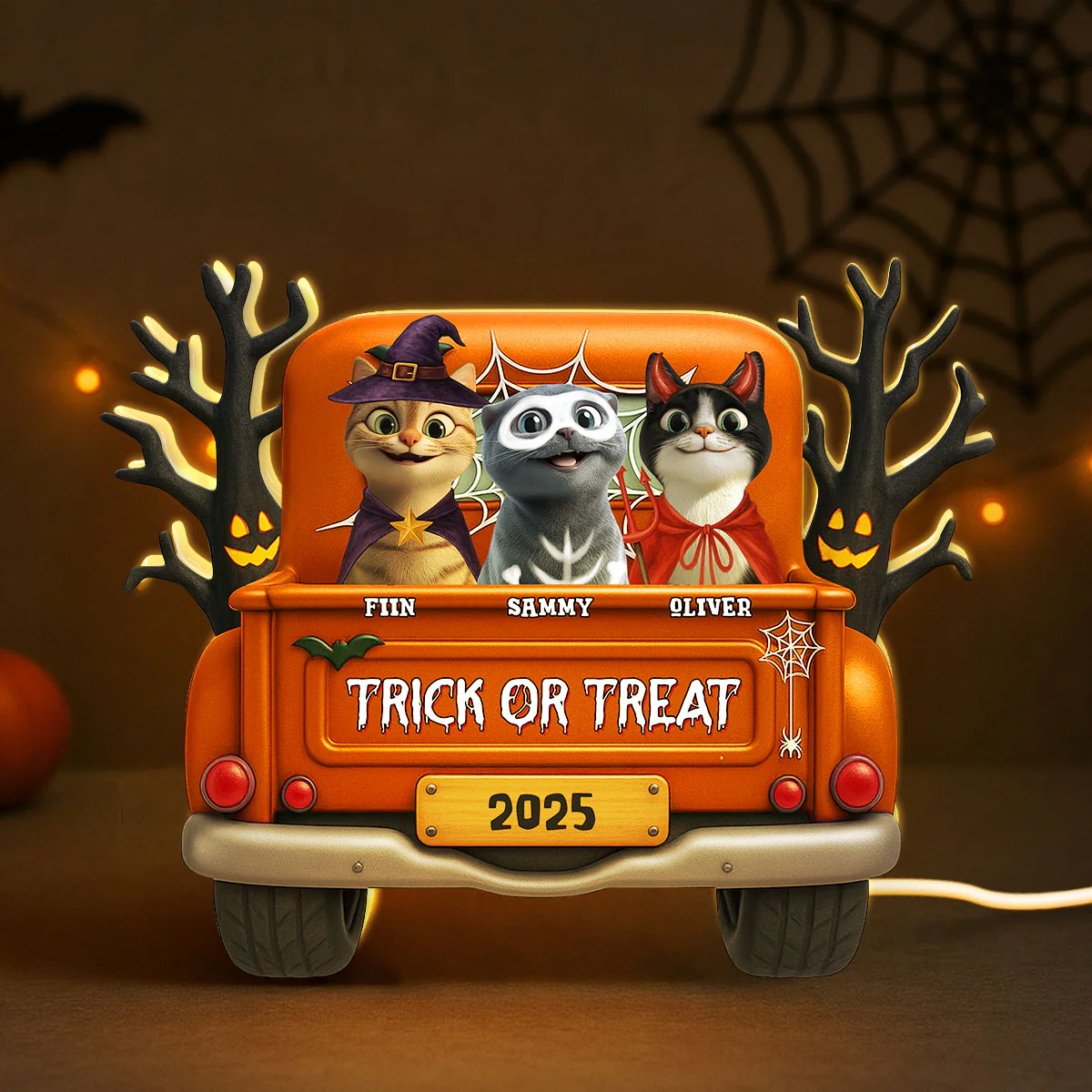 Halloween Cats On Truck Personalized Light Box, Halloween Decoration - Image 8