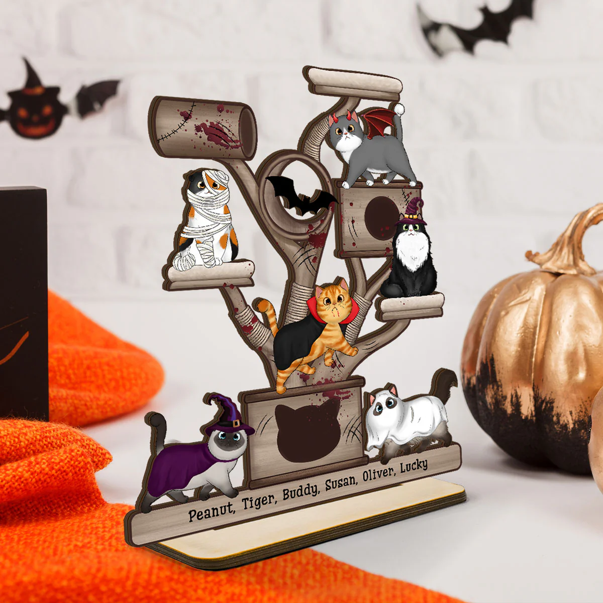 Halloween Cats Tower Personalized Wooden Standing Plaque, Halloween Decor - Image 11