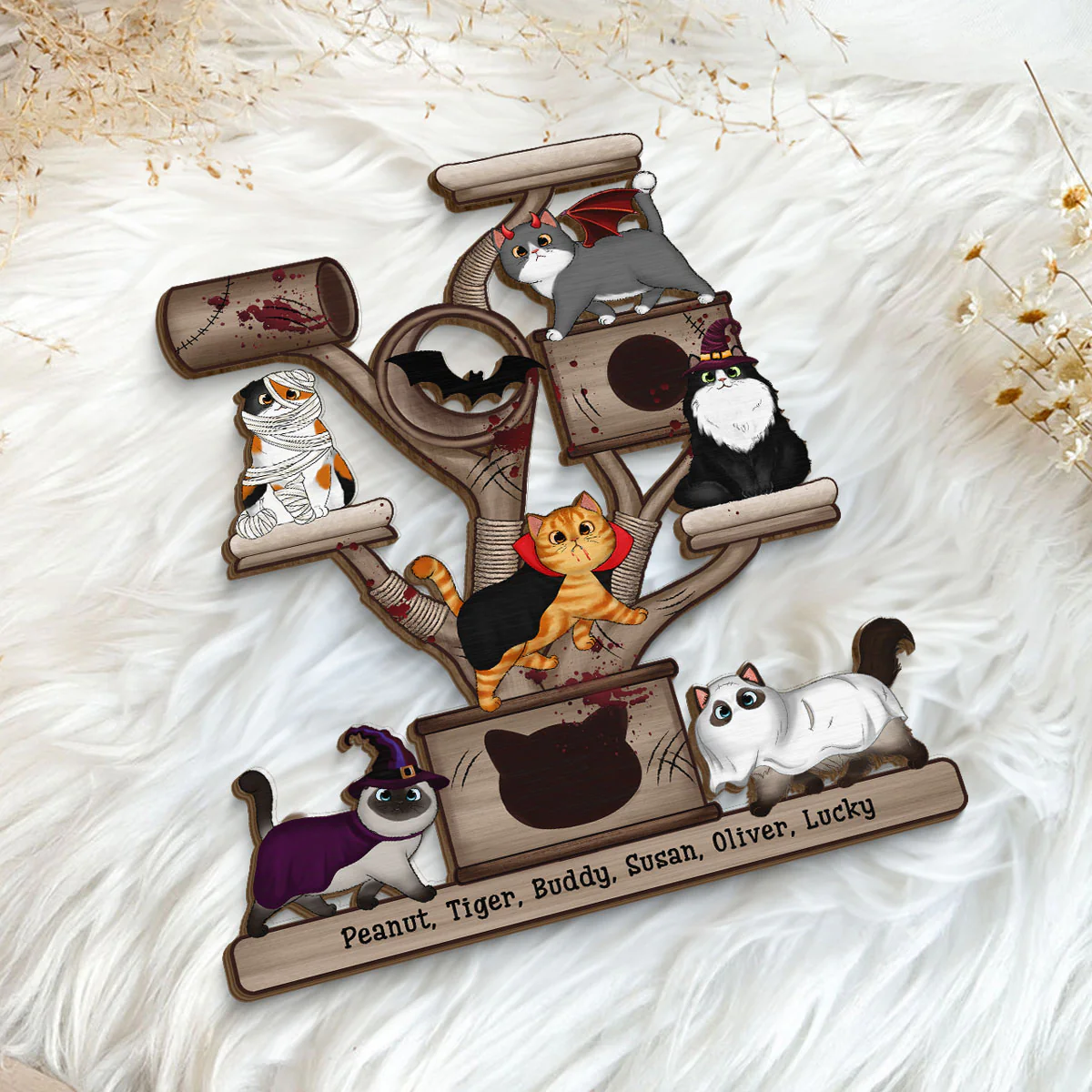 Halloween Cats Tower Personalized Wooden Standing Plaque, Halloween Decor - Image 5