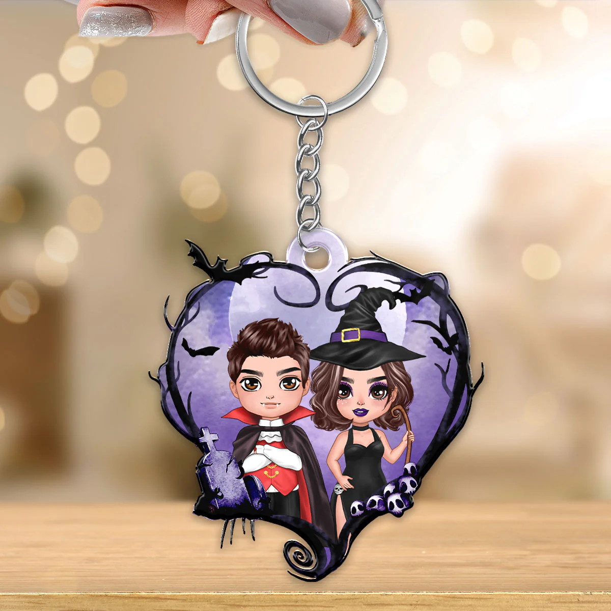 Halloween Couple Dry Twigs Personalized Acrylic Keychain - Image 3