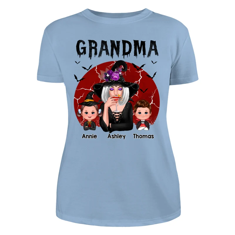 Halloween Cracked Moon Grandma With Grandkids Personalized Shirt - Image 12