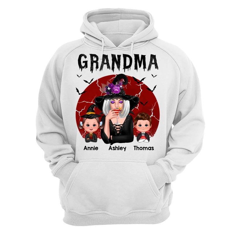 Halloween Cracked Moon Grandma With Grandkids Personalized Shirt - Image 13