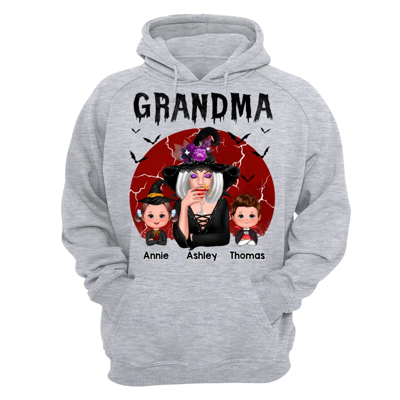 Halloween Cracked Moon Grandma With Grandkids Personalized Shirt - Image 14