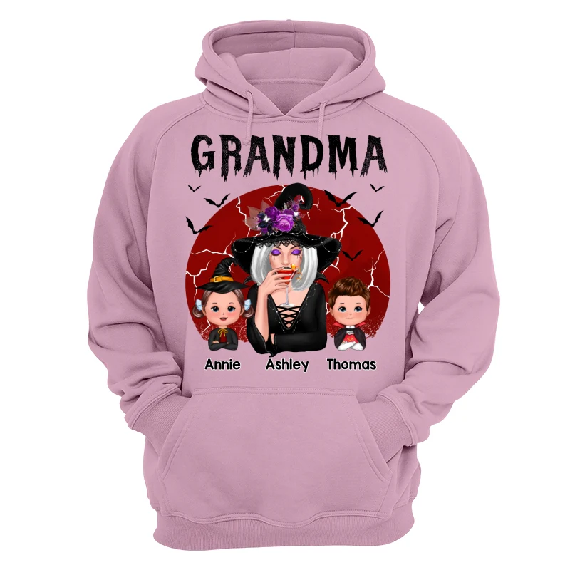 Halloween Cracked Moon Grandma With Grandkids Personalized Shirt - Image 15
