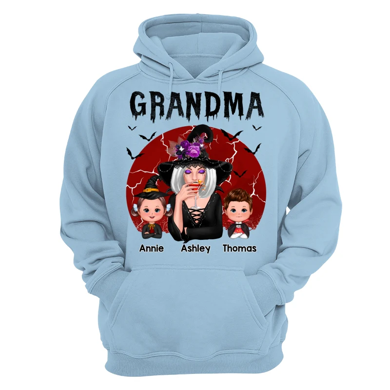Halloween Cracked Moon Grandma With Grandkids Personalized Shirt - Image 16