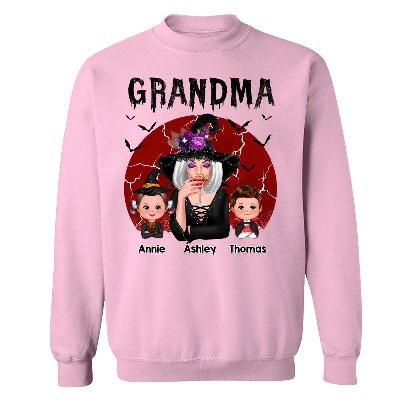 Halloween Cracked Moon Grandma With Grandkids Personalized Shirt - Image 19