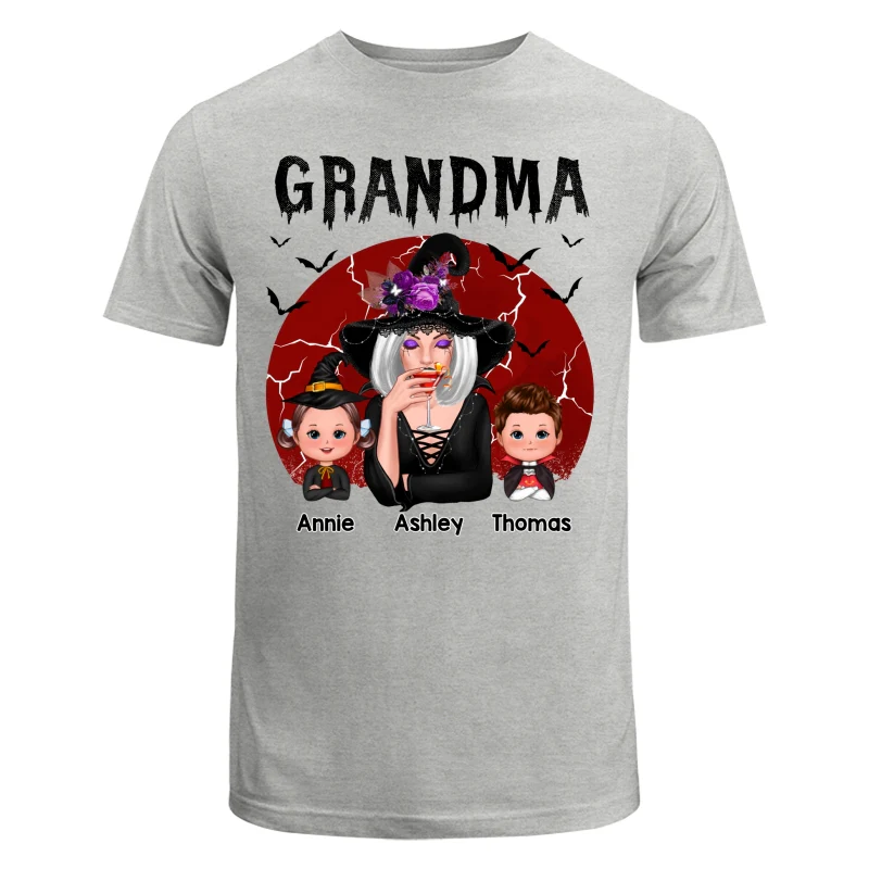 Halloween Cracked Moon Grandma With Grandkids Personalized Shirt - Image 6