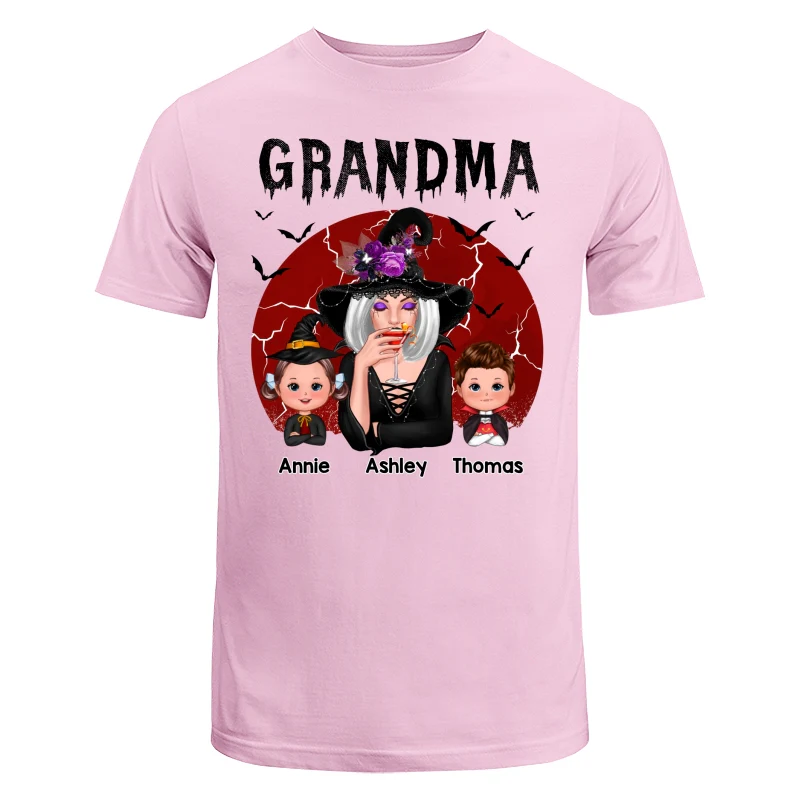 Halloween Cracked Moon Grandma With Grandkids Personalized Shirt - Image 7