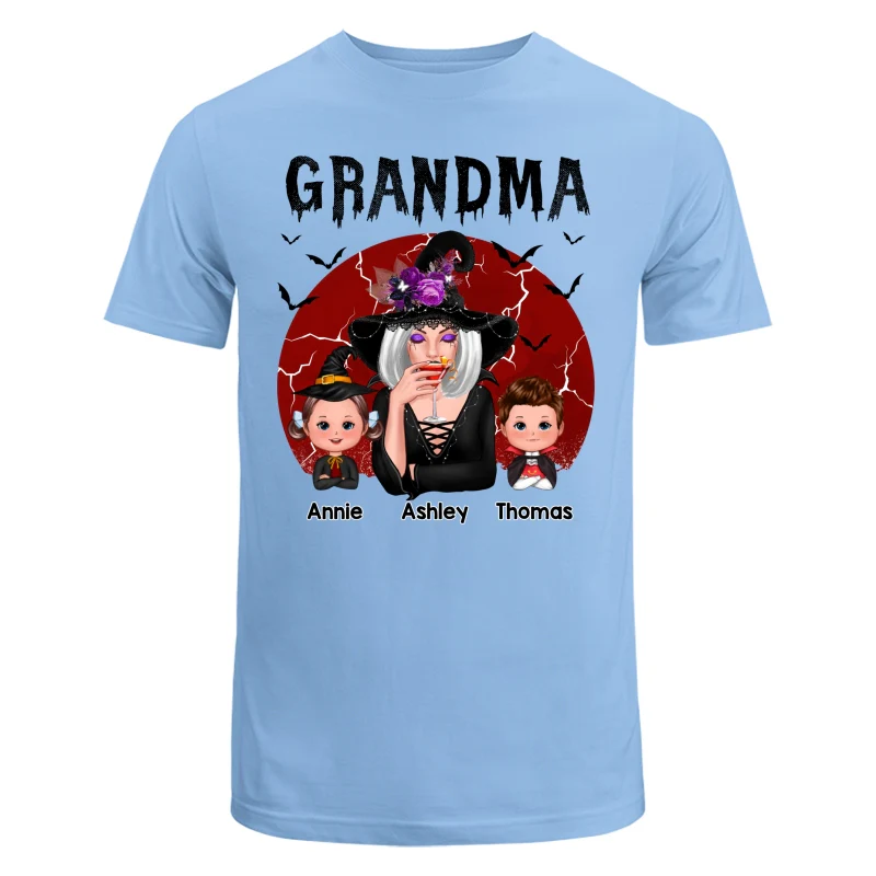 Halloween Cracked Moon Grandma With Grandkids Personalized Shirt - Image 8