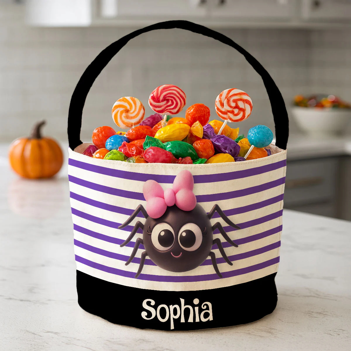 Halloween Cute Characters Personalized Trick or Treat Basket for Kids, Gift for Daughter, Son, Grandkids - Image 2