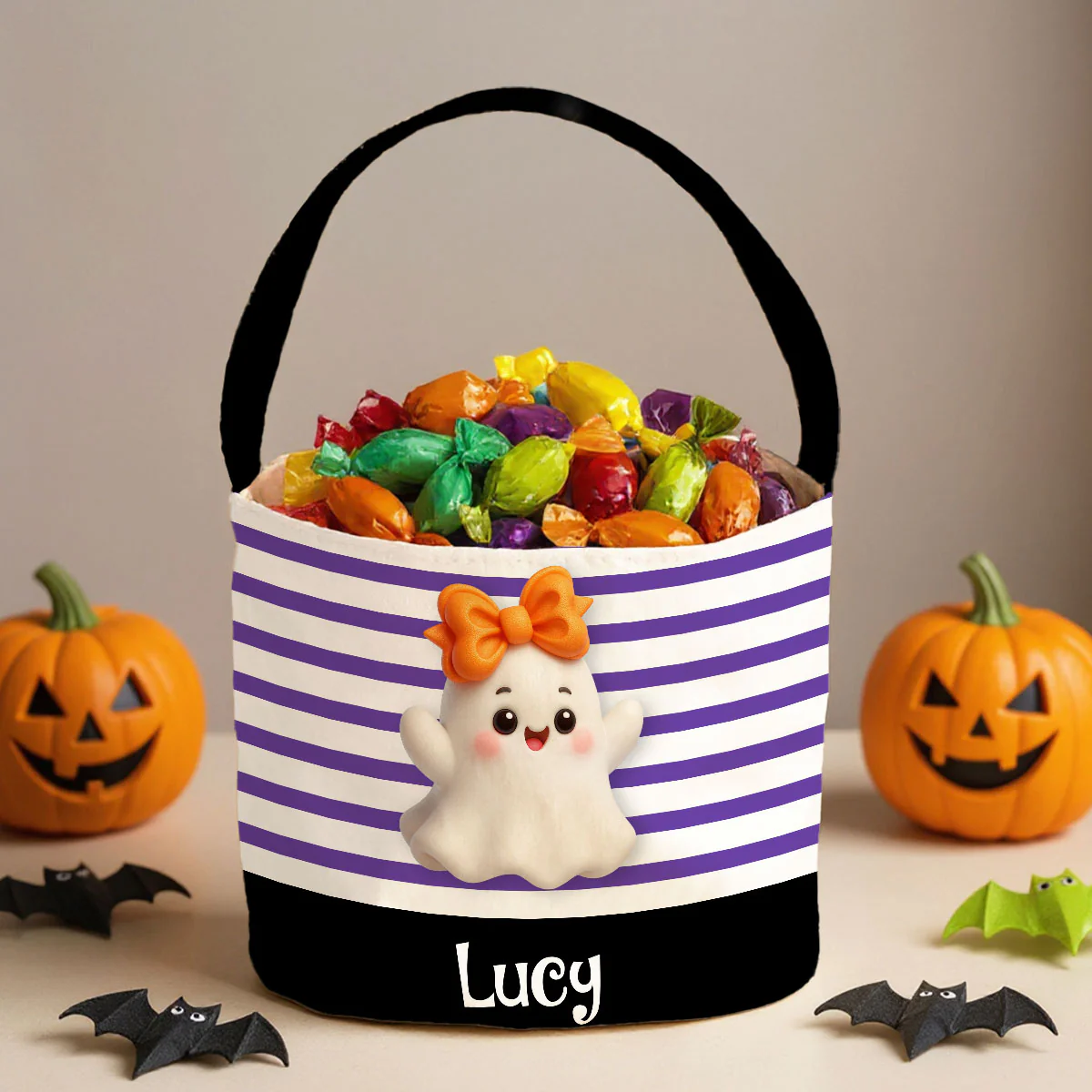 Halloween Cute Characters Personalized Trick or Treat Basket for Kids, Gift for Daughter, Son, Grandkids - Image 4