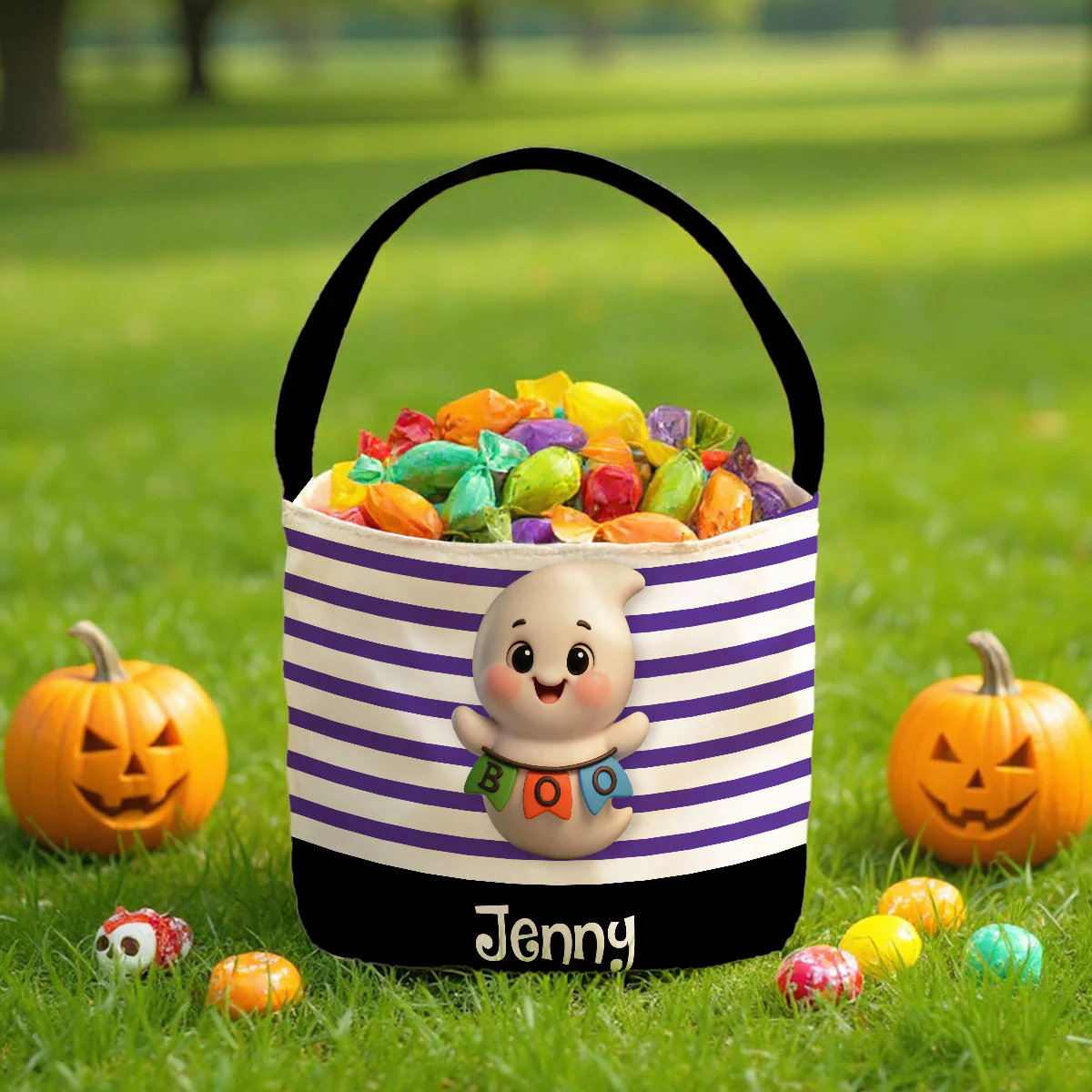 Halloween Cute Characters Personalized Trick or Treat Basket for Kids, Gift for Daughter, Son, Grandkids - Image 5