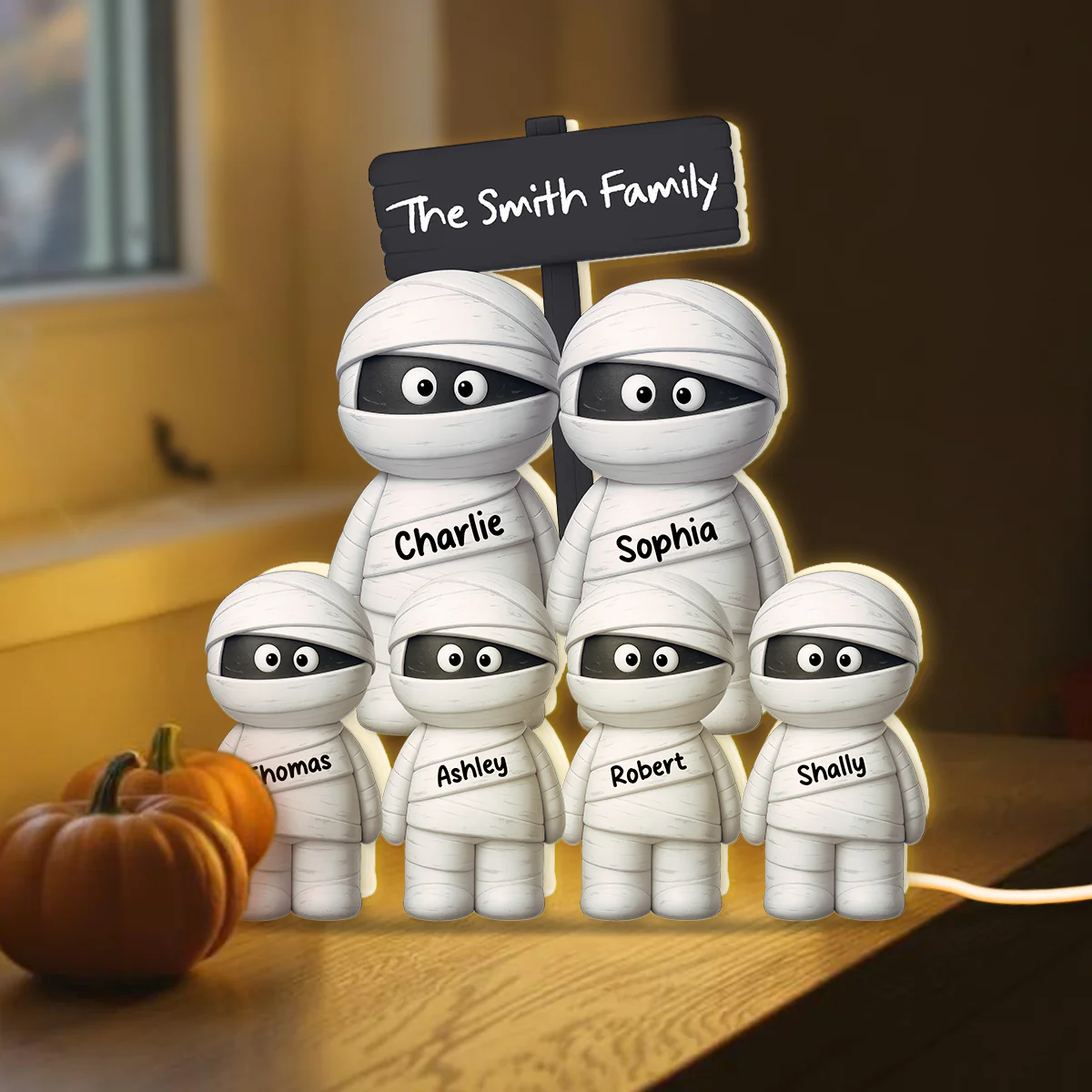 Halloween Cute Funny Mummy Family Personalized LED Light Box, Halloween Home Decoration - Image 9