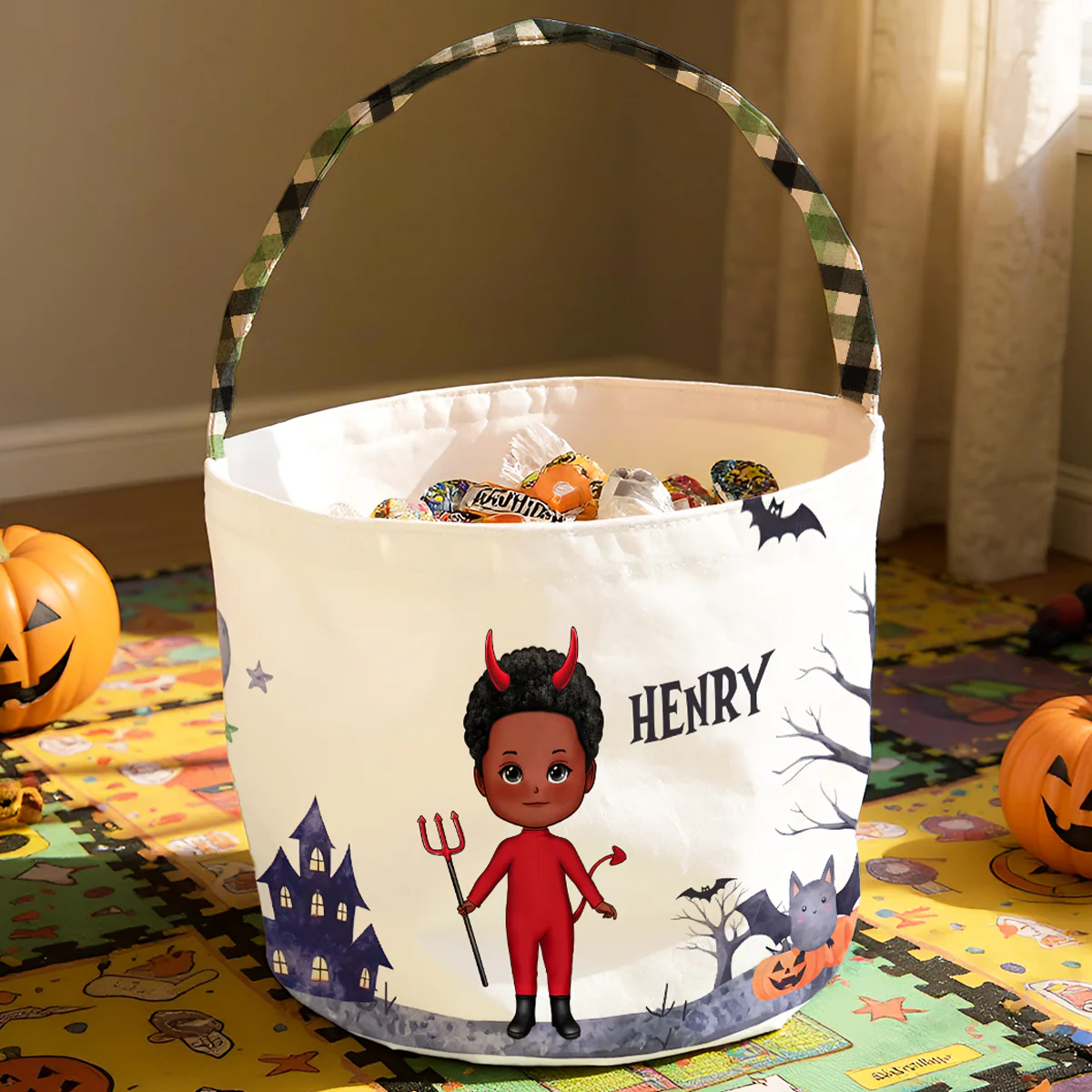 Halloween Cute Kids Characters Personalized Trick or Treat Basket, Gift for Daughter, Son, Grandkids - Image 5