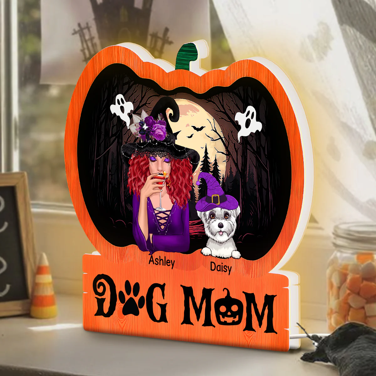 Halloween Dog Mom Personalized Light Box With 7 LED Colors, Spooky Halloween Decoration - Image 7