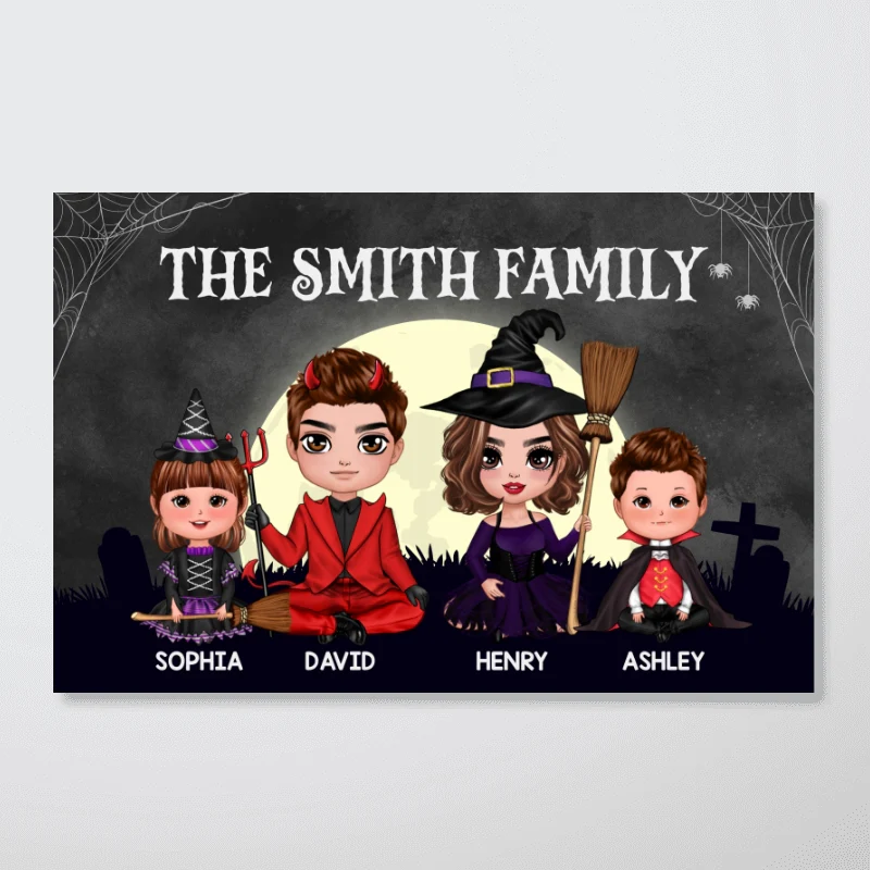 Halloween Family Sitting Personalized Poster, Halloween Decoration - Image 11
