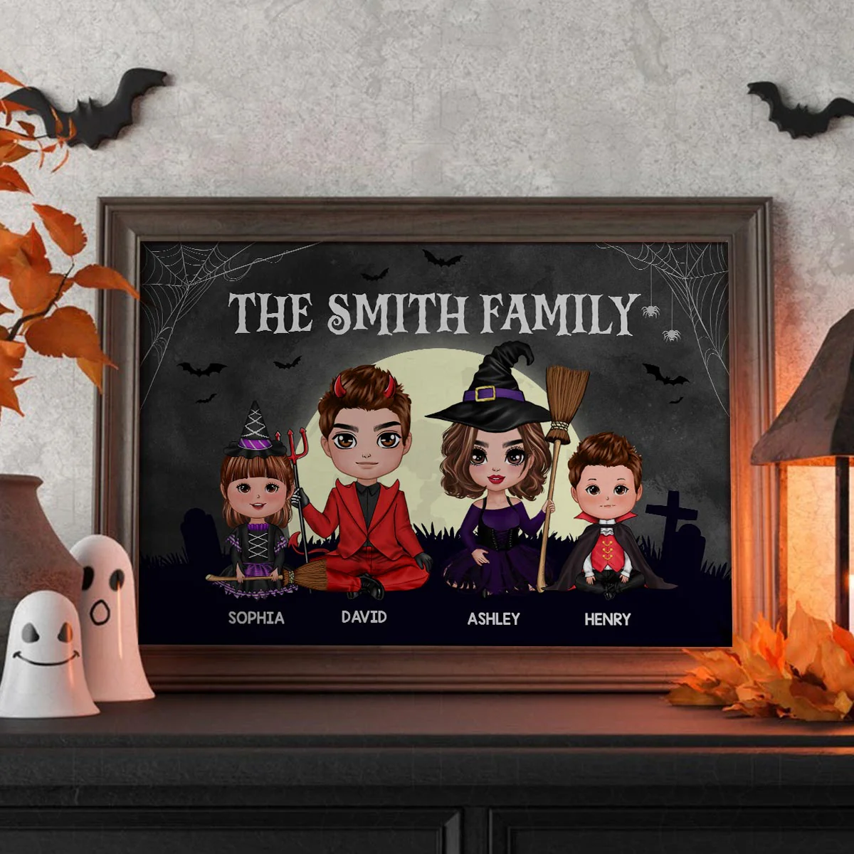 Halloween Family Sitting Personalized Poster, Halloween Decoration - Image 5