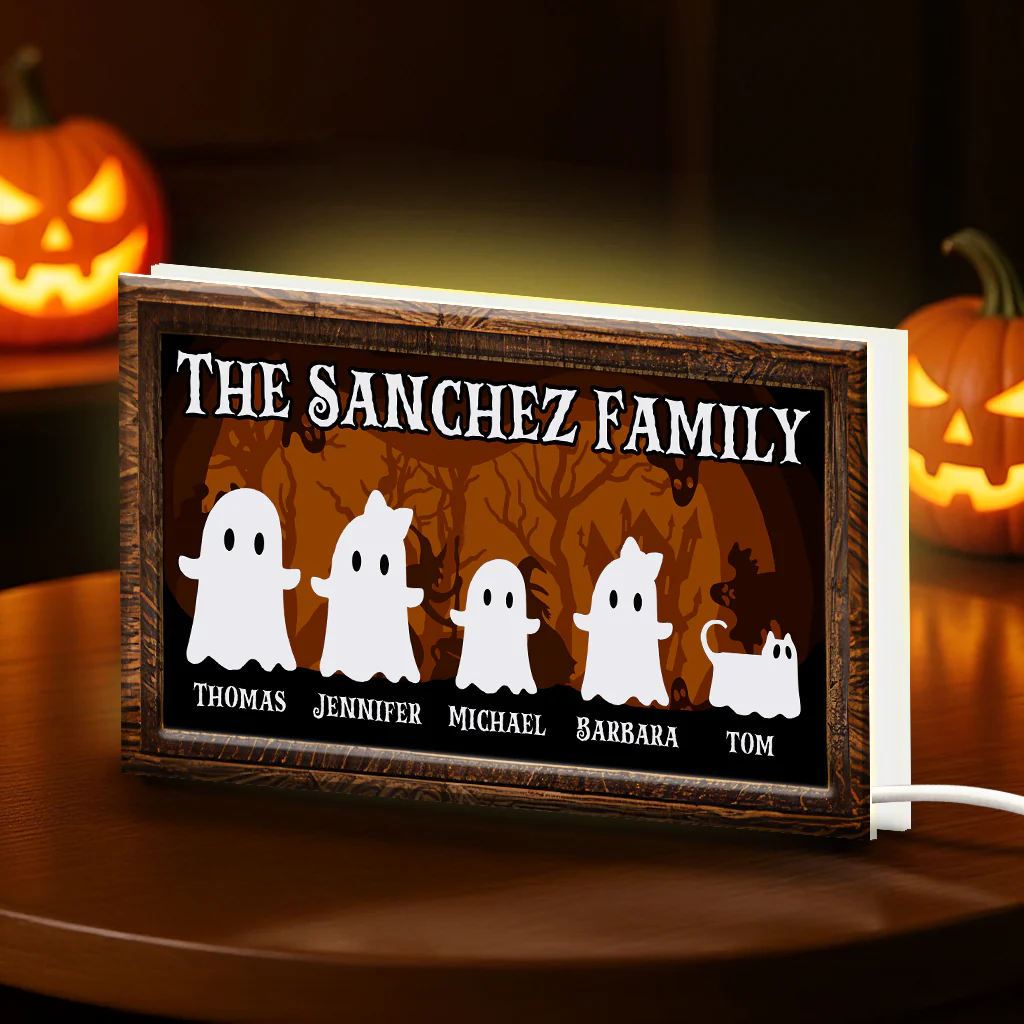 Halloween Ghost Family Tabletop Tiered Tray Decor Personalized LED Light Box - Image 6