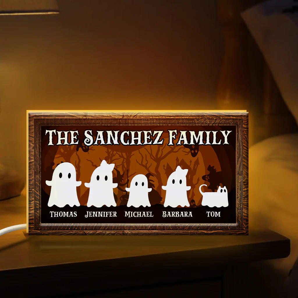Halloween Ghost Family Tabletop Tiered Tray Decor Personalized LED Light Box - Image 8
