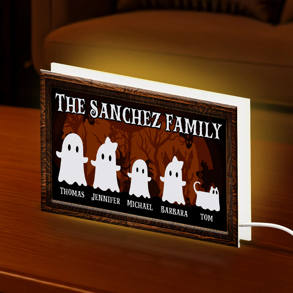 Halloween Ghost Family Tabletop Tiered Tray Decor Personalized LED Light Box - Image 9