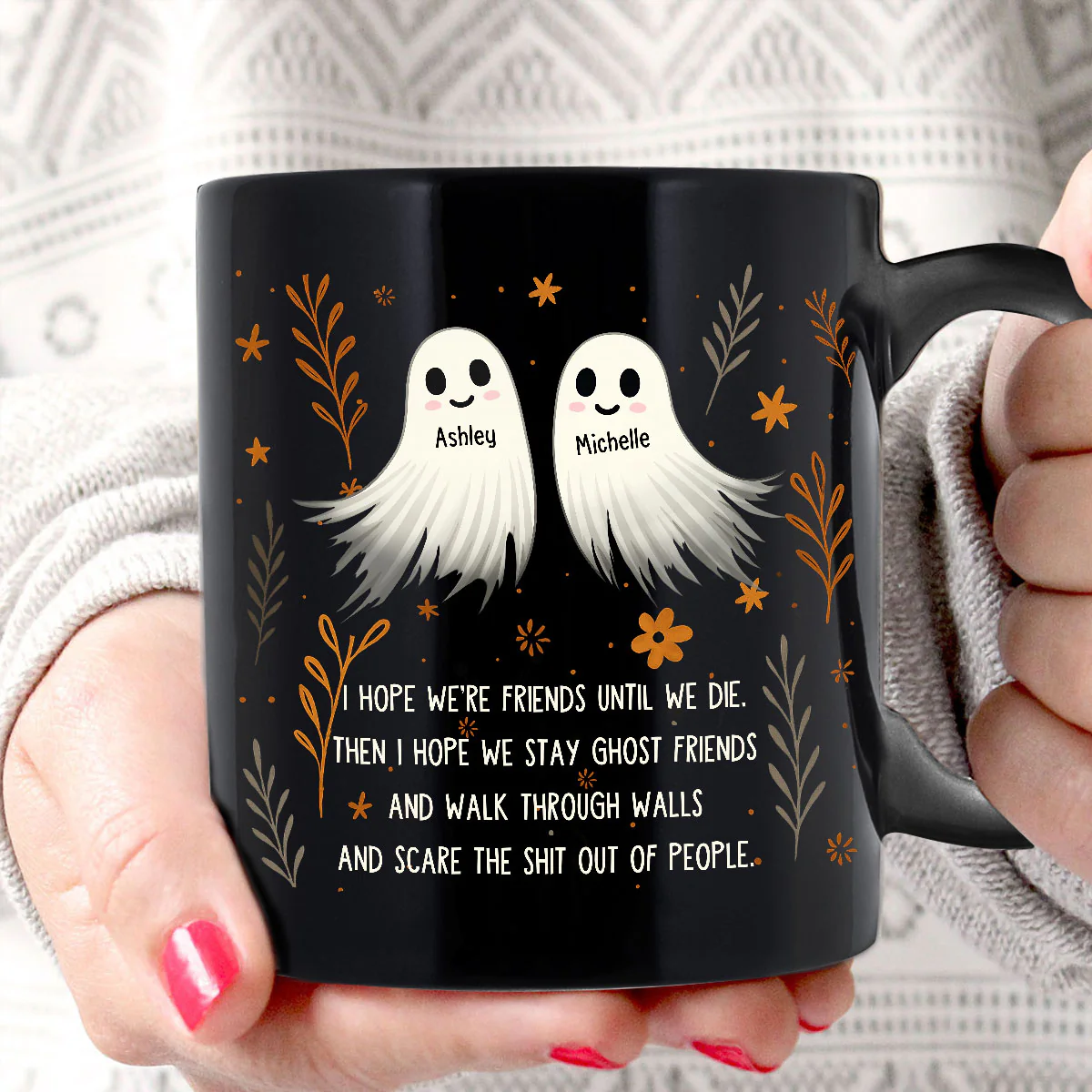 Halloween Ghost Friends Besties Personalized Mug - Image 3