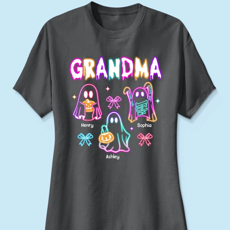 Halloween Grandma Boo Neon Style Personalized Shirt - Image 12
