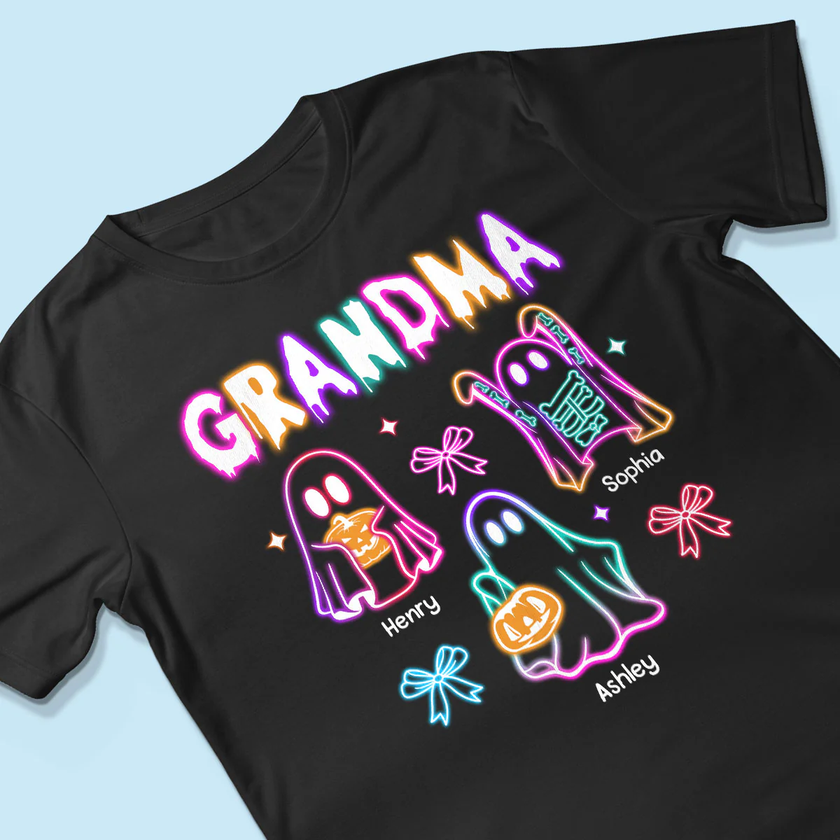 Halloween Grandma Boo Neon Style Personalized Shirt - Image 3