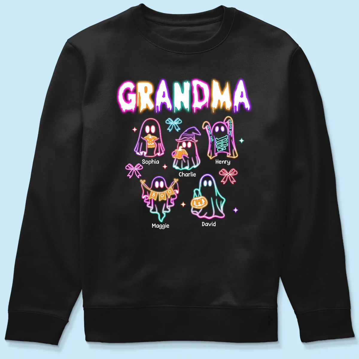 Halloween Grandma Boo Neon Style Personalized Shirt - Image 6