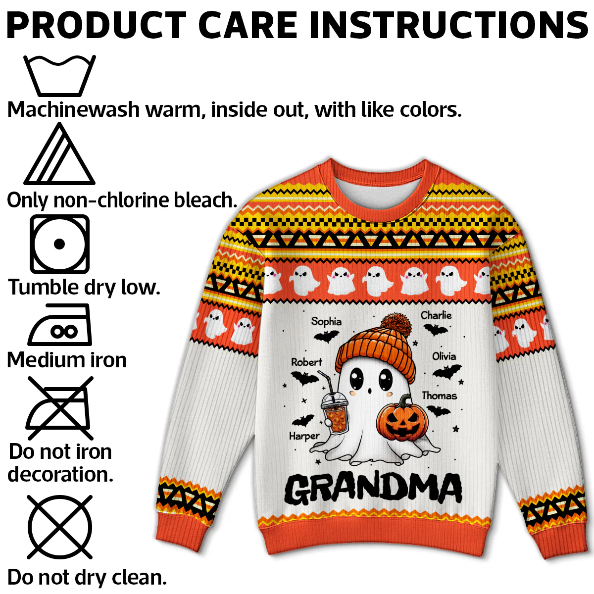Halloween Grandma Boo Personalized Sweater - Image 5