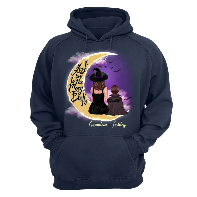 Halloween Grandma & Grandkid On Moon Back View Personalized Shirt - Image 10