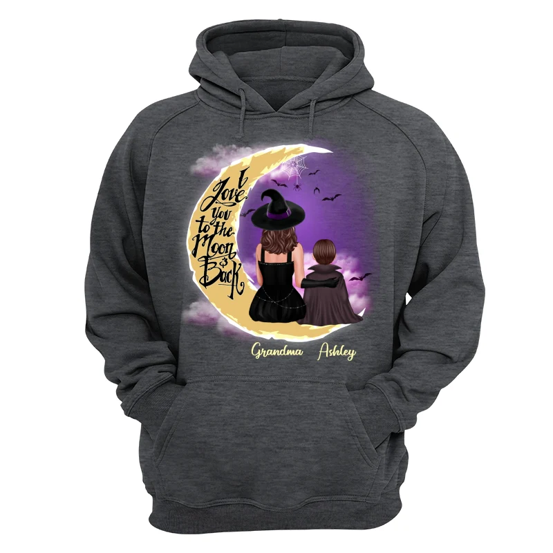 Halloween Grandma & Grandkid On Moon Back View Personalized Shirt - Image 11