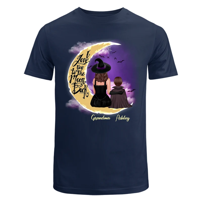 Halloween Grandma & Grandkid On Moon Back View Personalized Shirt - Image 2