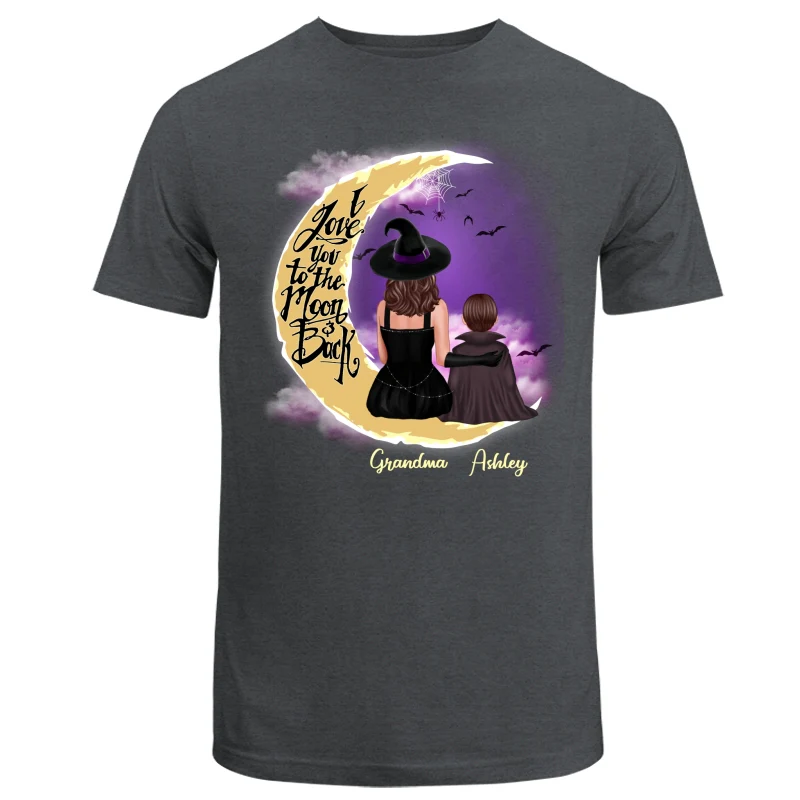 Halloween Grandma & Grandkid On Moon Back View Personalized Shirt - Image 3