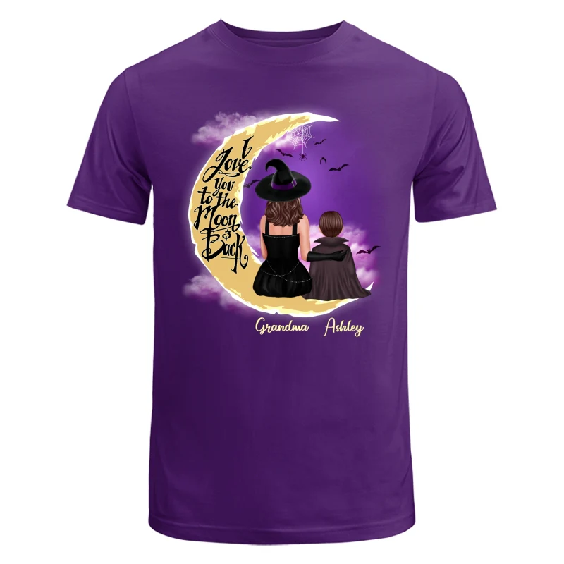 Halloween Grandma & Grandkid On Moon Back View Personalized Shirt - Image 4