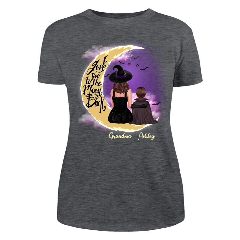 Halloween Grandma & Grandkid On Moon Back View Personalized Shirt - Image 7