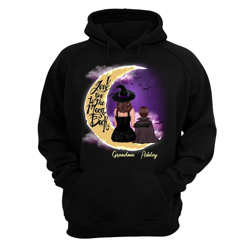 Halloween Grandma & Grandkid On Moon Back View Personalized Shirt - Image 9