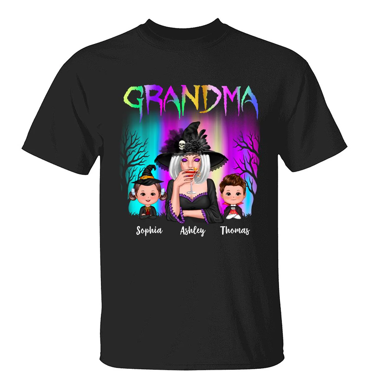 Halloween Grandma Grandkids Aurora Personalized Shirt