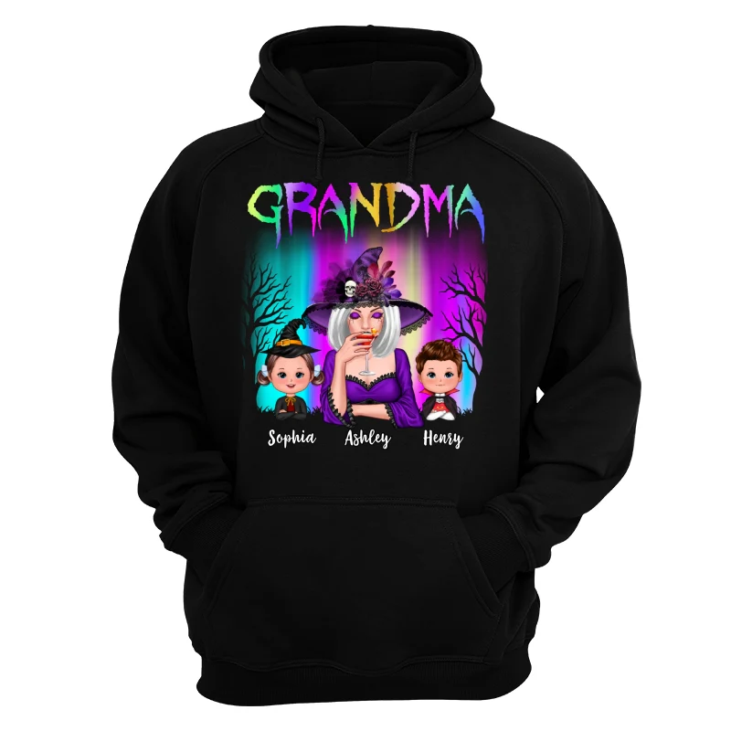 Halloween Grandma Grandkids Aurora Personalized Shirt - Image 11