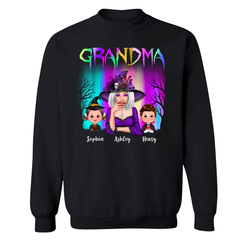 Halloween Grandma Grandkids Aurora Personalized Shirt - Image 14