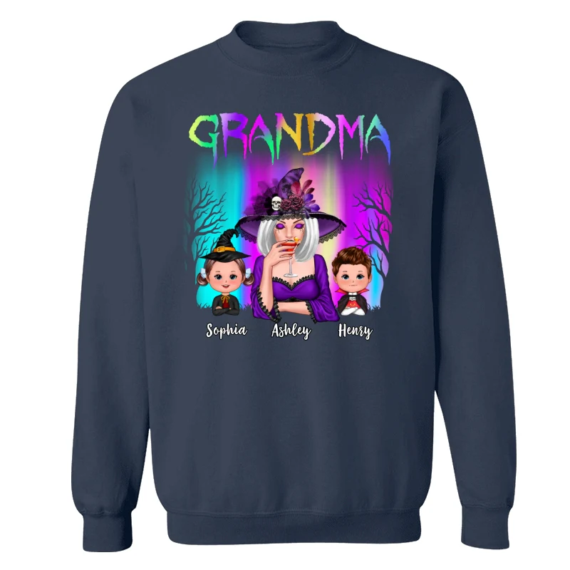 Halloween Grandma Grandkids Aurora Personalized Shirt - Image 15