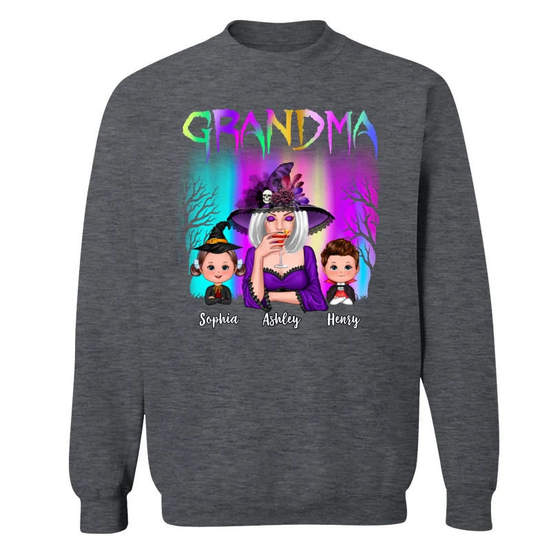 Halloween Grandma Grandkids Aurora Personalized Shirt - Image 16